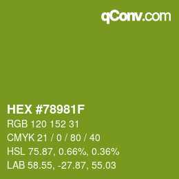 Color code: HEX #78981F | qconv.com