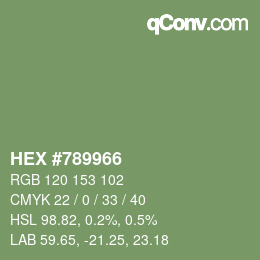 Farbcode: HEX #789966 | qconv.com
