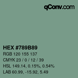 Color code: HEX #789B89 | qconv.com