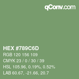 Color code: HEX #789C6D | qconv.com