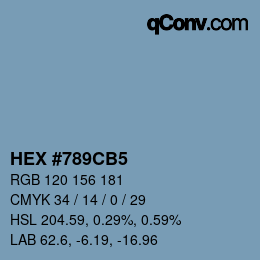 Farbcode: HEX #789CB5 | qconv.com
