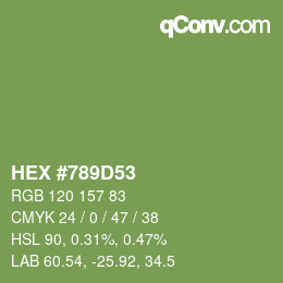 Color code: HEX #789D53 | qconv.com