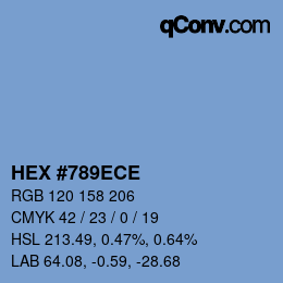 Color code: HEX #789ECE | qconv.com