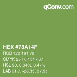 Color code: HEX #78A14F | qconv.com