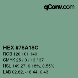 カラーコード: HEX #78A18C | qconv.com