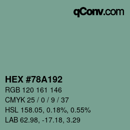 Código de color: HEX #78A192 | qconv.com