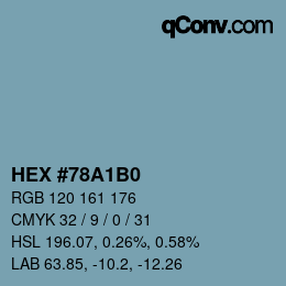Farbcode: HEX #78A1B0 | qconv.com