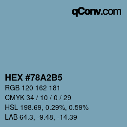 カラーコード: HEX #78A2B5 | qconv.com