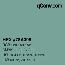 カラーコード: HEX #78A398 | qconv.com
