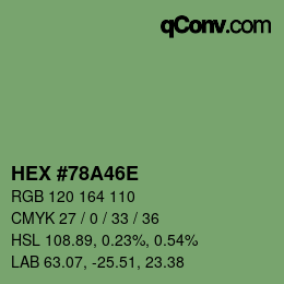 Color code: HEX #78A46E | qconv.com