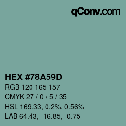 Color code: HEX #78A59D | qconv.com