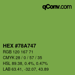 Farbcode: HEX #78A747 | qconv.com