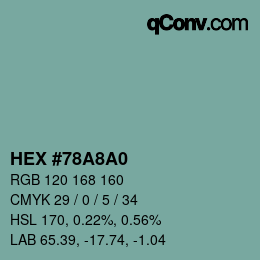 Color code: HEX #78A8A0 | qconv.com