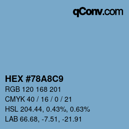 カラーコード: HEX #78A8C9 | qconv.com