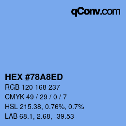 颜色代码: HEX #78A8ED | qconv.com