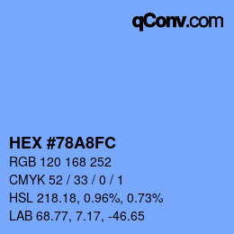 Color code: HEX #78A8FC | qconv.com
