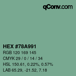 カラーコード: HEX #78A991 | qconv.com