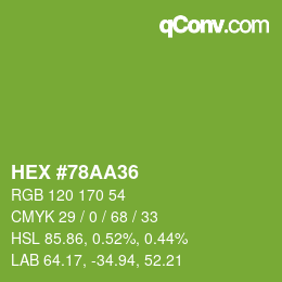 Color code: HEX #78AA36 | qconv.com