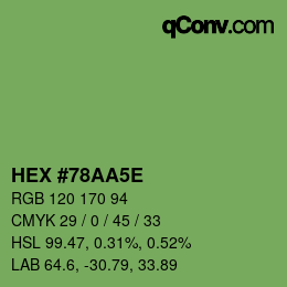 Farbcode: HEX #78AA5E | qconv.com