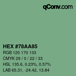 Color code: HEX #78AA85 | qconv.com