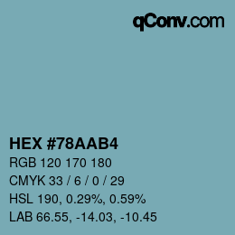 カラーコード: HEX #78AAB4 | qconv.com