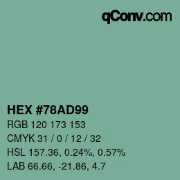 颜色代码: HEX #78AD99 | qconv.com