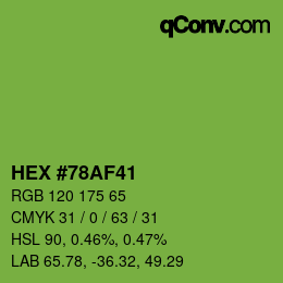 Color code: HEX #78AF41 | qconv.com
