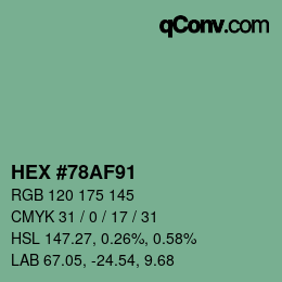 カラーコード: HEX #78AF91 | qconv.com