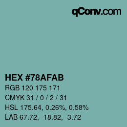 Color code: HEX #78AFAB | qconv.com