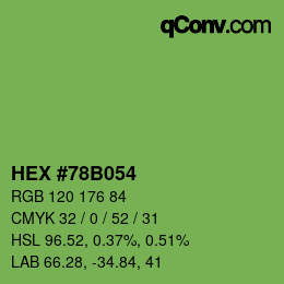 颜色代码: HEX #78B054 | qconv.com