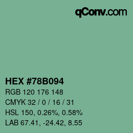 颜色代码: HEX #78B094 | qconv.com