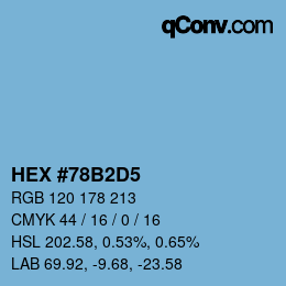 カラーコード: HEX #78B2D5 | qconv.com