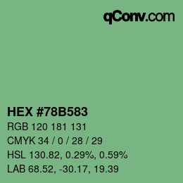 Farbcode: HEX #78B583 | qconv.com