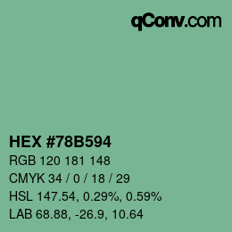 Farbcode: HEX #78B594 | qconv.com