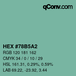 カラーコード: HEX #78B5A2 | qconv.com