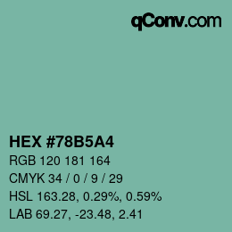 Farbcode: HEX #78B5A4 | qconv.com