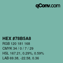 カラーコード: HEX #78B5A8 | qconv.com