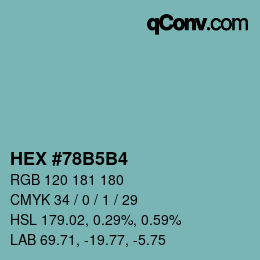 Farbcode: HEX #78B5B4 | qconv.com