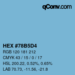 カラーコード: HEX #78B5D4 | qconv.com