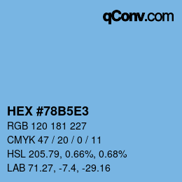 カラーコード: HEX #78B5E3 | qconv.com