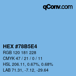 カラーコード: HEX #78B5E4 | qconv.com
