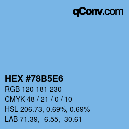 カラーコード: HEX #78B5E6 | qconv.com