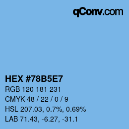 カラーコード: HEX #78B5E7 | qconv.com