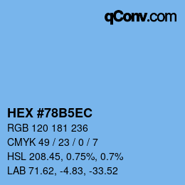 カラーコード: HEX #78B5EC | qconv.com