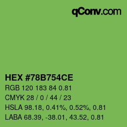 Farbcode: HEX #78B754CE | qconv.com