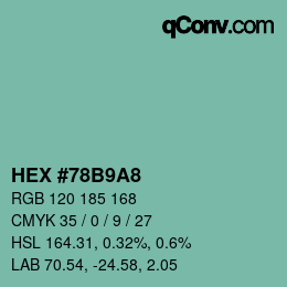 Color code: HEX #78B9A8 | qconv.com