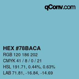 Color code: HEX #78BACA | qconv.com