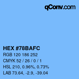 カラーコード: HEX #78BAFC | qconv.com