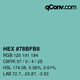 Color code: HEX #78BFB8 | qconv.com