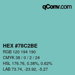 Color code: HEX #78C2BE | qconv.com